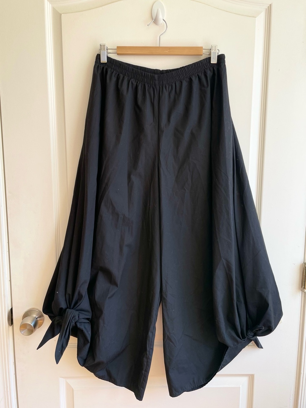 NY 77 100% Japanese Cotton Black Culottes Wide Leg Pants Size L Avant Garde